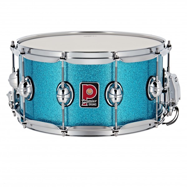 Premier Genista Classic 14" x 7" Snare Drum, Aqua Sparkle
