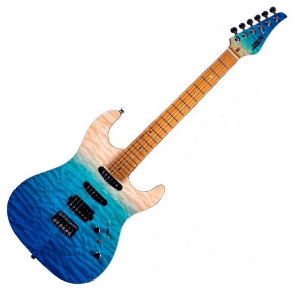 Jet Guitars JS-1000 Roasted Maple, Quilted Transparent Blue