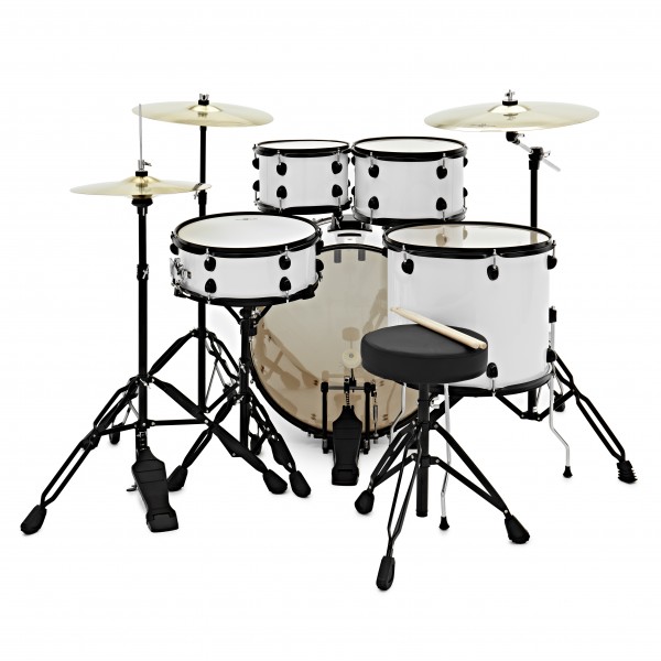 BDK-22 Expanded Rock Drum Kit by Gear4music, White