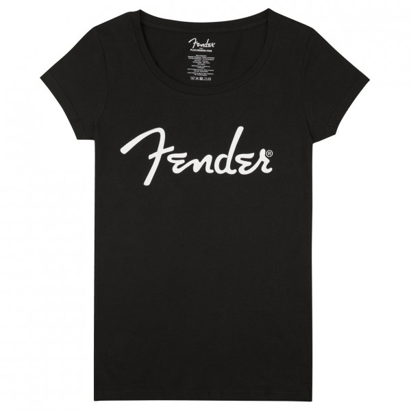 Fender Spaghetti Logo Women's Tee, Black, XL - Front