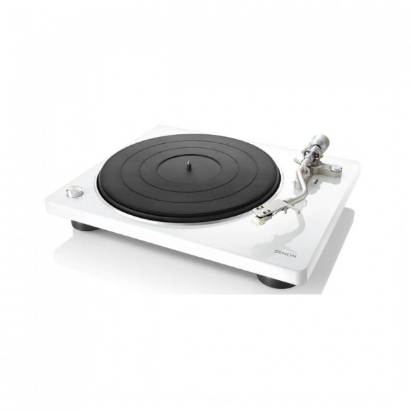 Denon DP-400 Hi-Fi Turntable, White - Angle