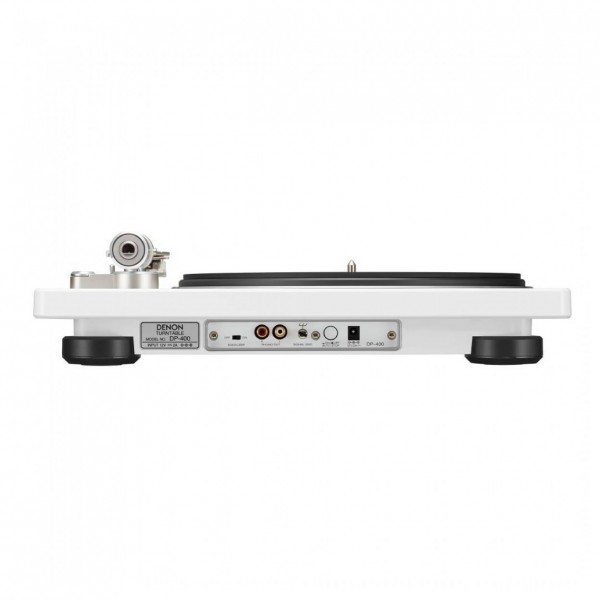 Denon DP-400 Hi-Fi Turntable, White - Rear