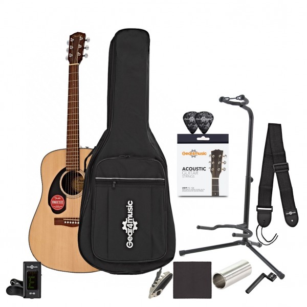 Fender CD-60S Left Handed Acoustic, Natural & Accesory Pack
