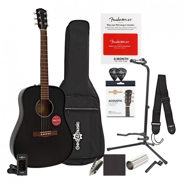 Fender CD-60 Dreadnought V3 Acoustic Guitar, Black & Accessory Pack