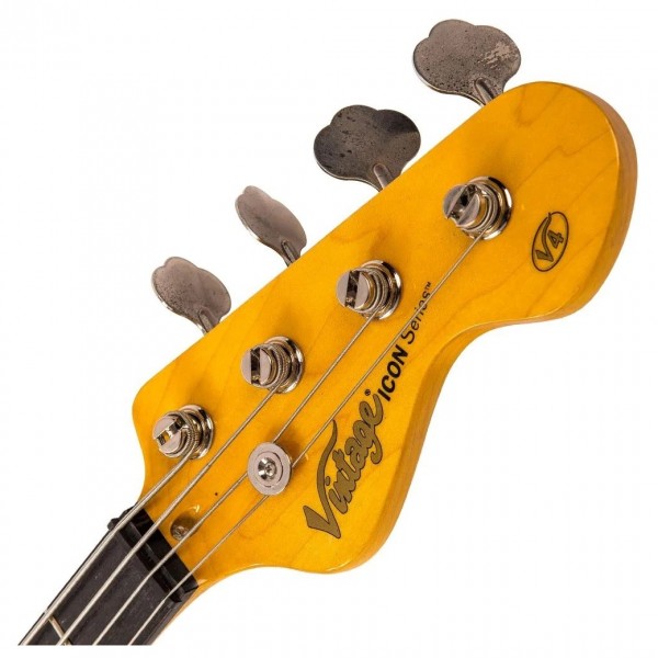 Vintage V4 Icon Bass, Distressed Firenza Red at Gear4music