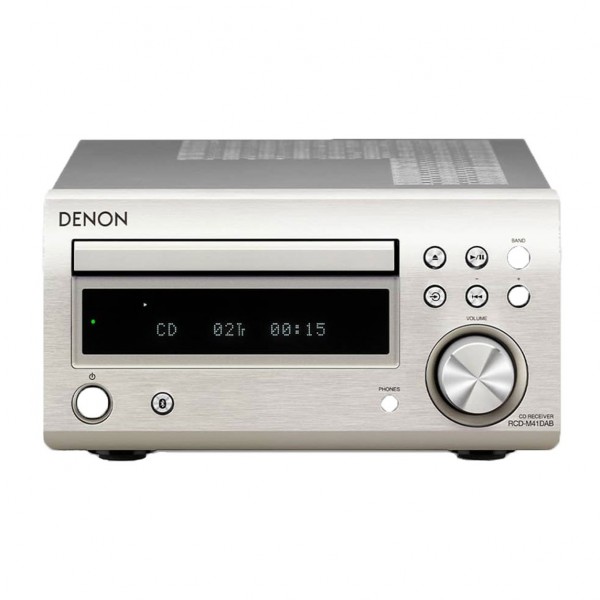 Denon DM41DAB Micro Hi-Fi System with Bluetooth, Silver - Front View