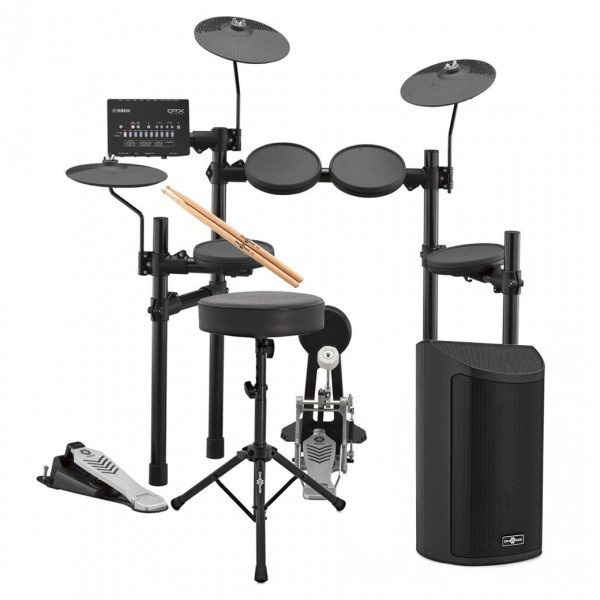 Yamaha DTX432 Electronic Drum Kit with Stool, Sticks and sideKIK Amp