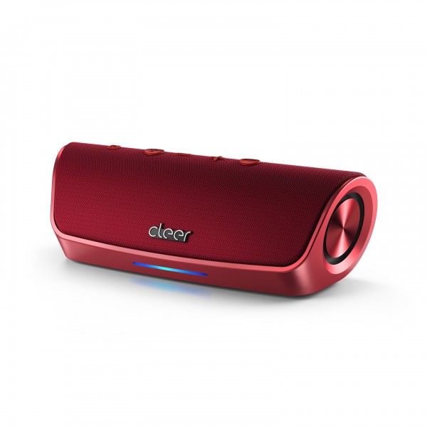 Cleer Scene Portable Bluetooth Speaker, Red Side View 2