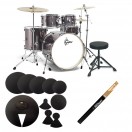 Gretsch Energy 20" Drum Kit Starter Pack w/Pads & Sticks, Grey Steel