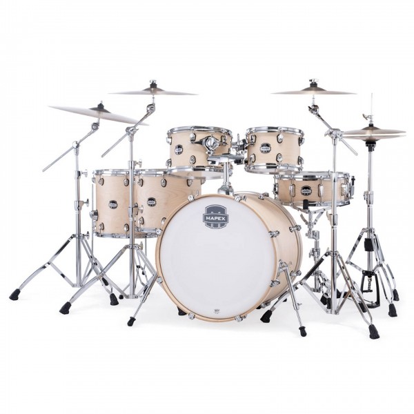 Mapex Mars Maple 22'' 6pc Studioease Shell Pack, Natural Satin - Angle