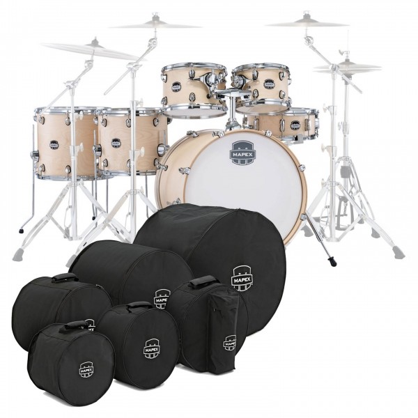 Mapex Mars Maple 22'' 6pc Studioease Shell Pack w/Bags, Natural Satin