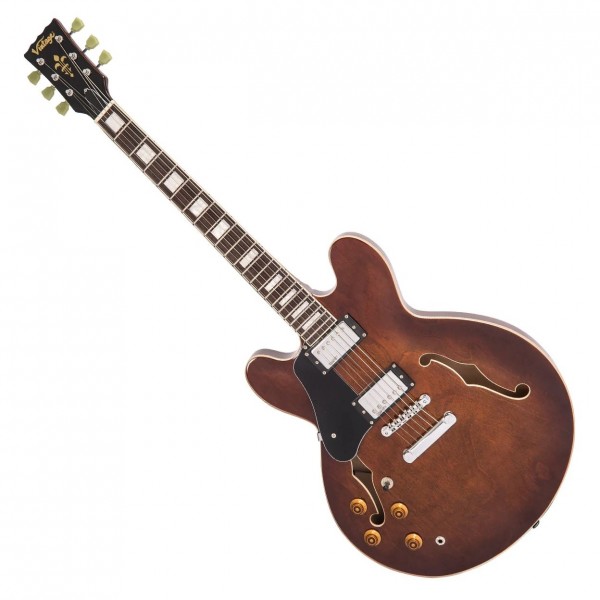 Vintage VSA500 Reissued Semi Acoustic, Natural Walnut