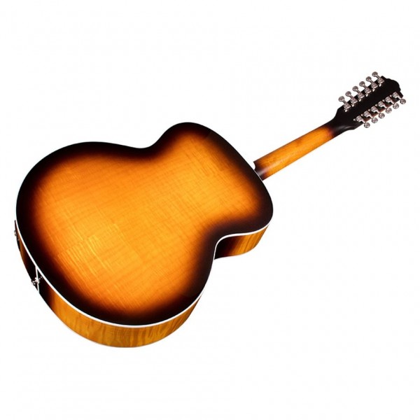 Guild F-2512E Maple 12 String Electro Acoustic, Antique Burst body back angle