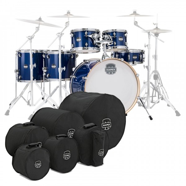 Mapex Mars Maple 22'' 6pc Studioease Shell Pack w/Bags, Midnight Blue