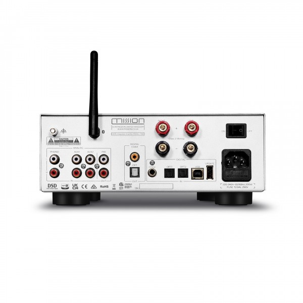 Mission 778x Integrated Amplifier with Bluetooth, Silver Back View