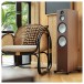 Monitor Audio Silver 500 7G Floorstanding Speaker (Pair), Walnut standing in living room environment