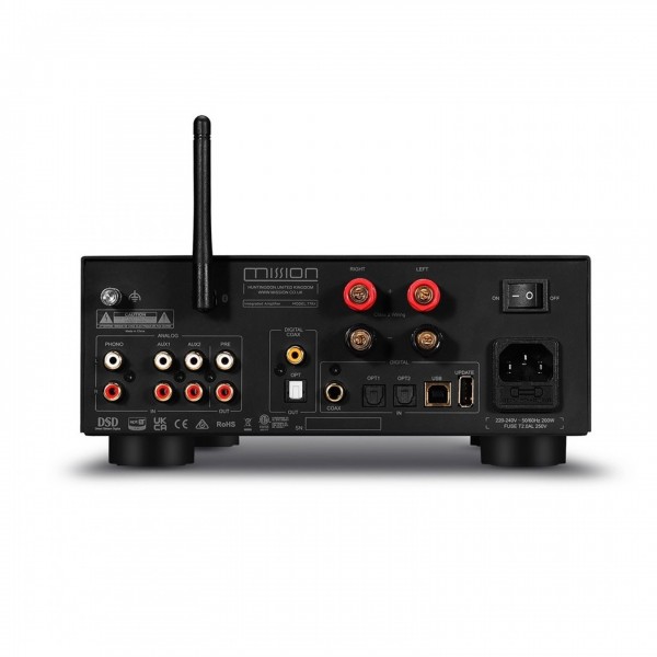 Mission 778x Integrated Amplifier with Bluetooth, Black Back View