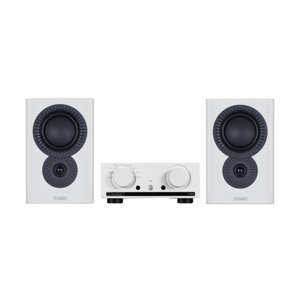 Mission 778x Integrated Amplifier with LX-2 MKII Speakers, White Full View