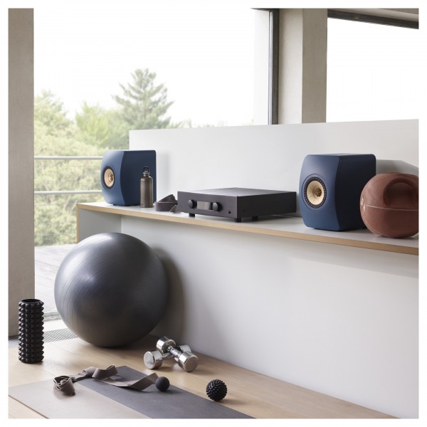KEF LS50 Meta Special Edition Speakers (Pair), Royal Blue in home gym