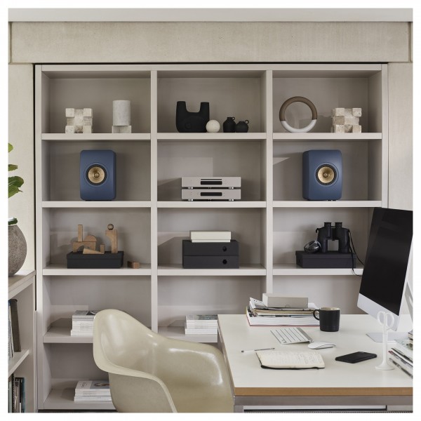 KEF LS50 Meta Special Edition Speakers (Pair), Royal Blue in home office