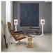 KEF LS50 Meta Speakers (Pair), Mineral White w/Stands in living room