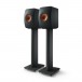 KEF LS50 Meta Speakers (Pair), Carbon Black w/Stands with spike shoes removed