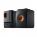 KEF LS50W MKII Wireless Speakers (Pair), Carbon Black Front and Back View