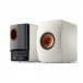 KEF LS50W MKII Wireless Speakers (Pair), Mineral White Front and Back View