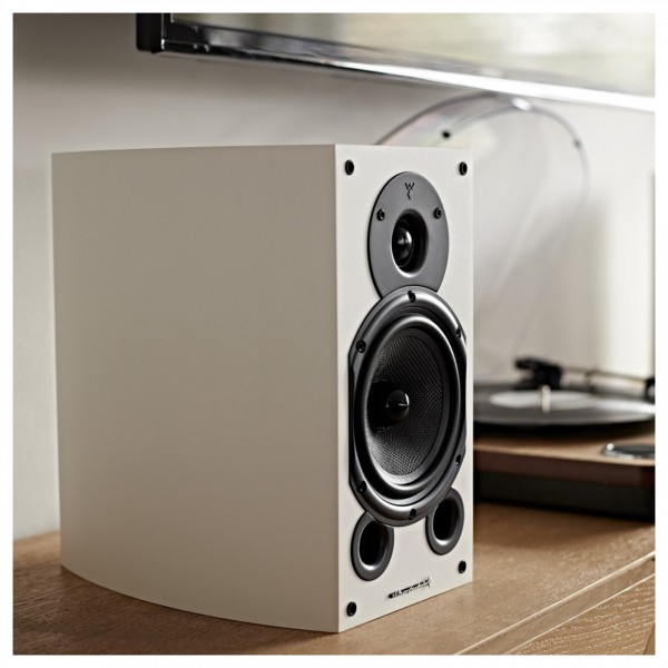 Wharfedale 9.1 Speakers & SW-150 Subwoofer, White Speaker Package Bookshelf Speaker Lifestyle View