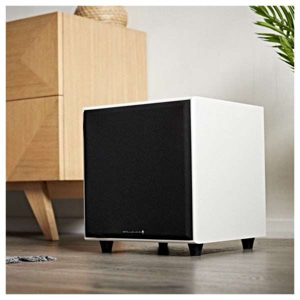Wharfedale Diamond SW-150 Subwoofer, White Lifestyle View