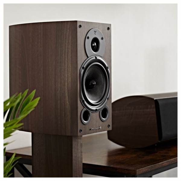 Wharfedale 9.1 Speakers & SW-150 Subwoofer, Walnut Speaker Package Bookshelf Speaker Lifestyle View