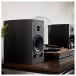 Wharfedale 9.1 Speakers & SW-150 Subwoofer, Carbon Speaker Package Bookshelf Speakers Lifestyle View