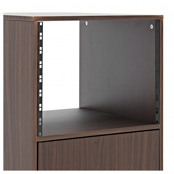 3 Tier Pro Audio Studio Desk + Rack Cabinet, Walnut