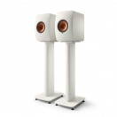 KEF LS50W MKII Wireless Speakers (Pair), Mineral White with Stands