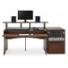 3 Tier Pro Audio Studio Desk + Rack Cabinet, Walnut