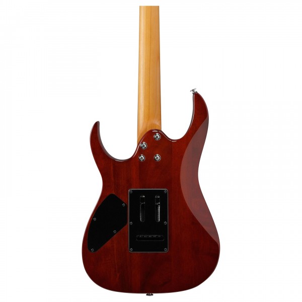 Ibanez GRG220PA1, Transparent Brown Black Burst back close up 