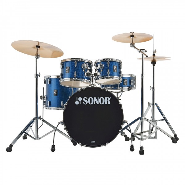 Sonor AQX 20'' 5pc Drum Kit w/Hardware, Blue Ocean Sparkle