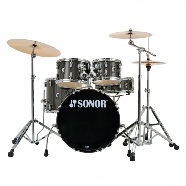 Sonor AQX 20'' 5pc Drum Kit w/Hardware, Black Midnight Sparkle