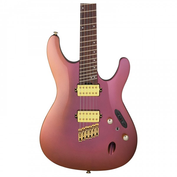 Ibanez SML721, Rose Gold Chameleon body close up 