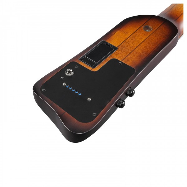 Ibanez UB805 Fretless Bass, Mahogany Oil Burst back close