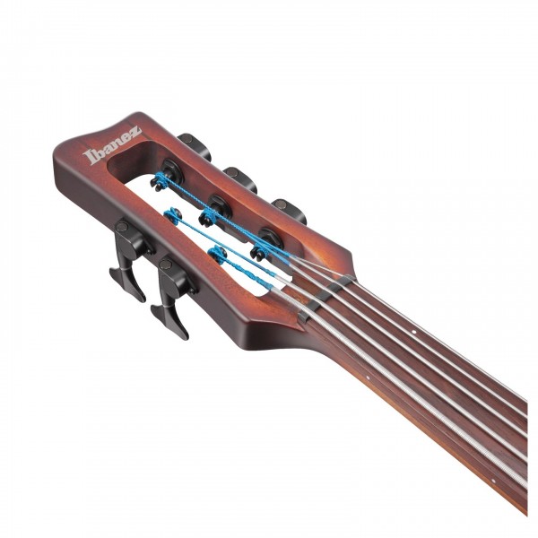 Ibanez UB805 Fretless Bass, Mahogany Oil Burst machine heads