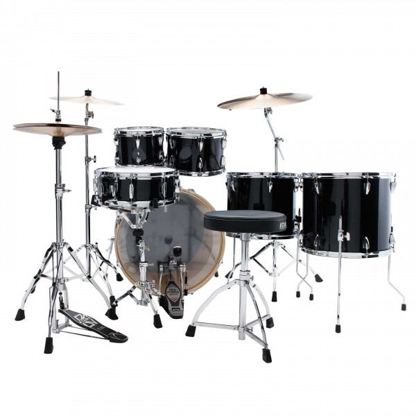 Tama Imperialstar 22'' 6pc Drum Kit w/Cymbals, Hairline Black - Back