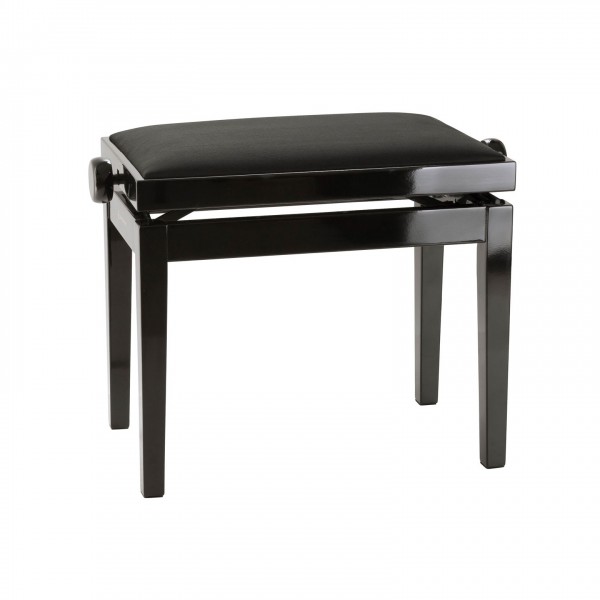 K&M 13961 Piano Bench, Black Velvet, Gloss Black