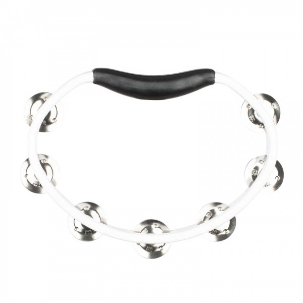 Meinl HandHeld ABS Tambourine Single Row Steel Jingles, White - top