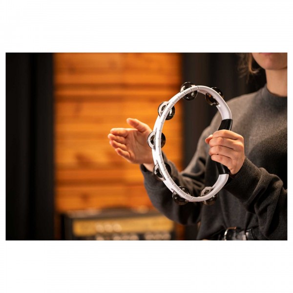 Meinl HandHeld ABS Tambourine Single Row Steel Jingles, White