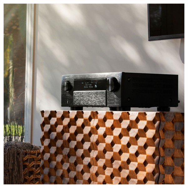 Denon AVC-X4800H AV Amplifier, Black setup in living room
