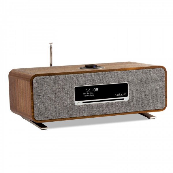 Ruark Audio R3S Wireless Compact Music System, Rich Walnut Veneer Side View