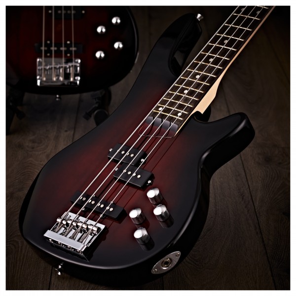 Chicago Bass Guitar by Gear4music, Trans Red Burst