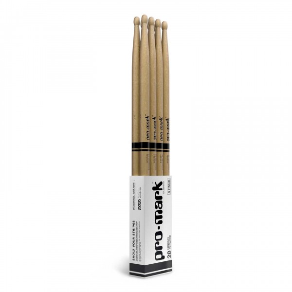 Promark Classic Forward 2B Hickory Drumsticks, Oval Wood Tip, 4-Pack - Sleeve