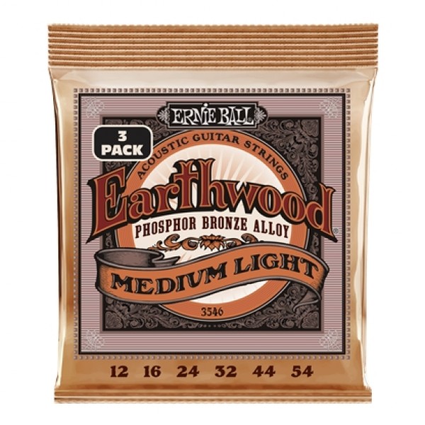 Ernie Ball Earthwood Phosphor Bronze Med/Light 12-54 (3 Set Pack)